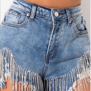 Blinged out denim shorts